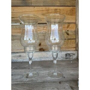 2 Princess House Heritage Crystal Hurricane Candle Holders set in orig packaging